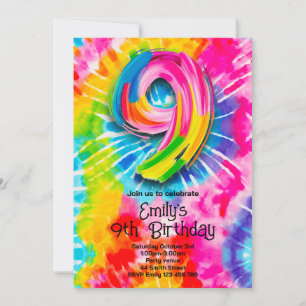 9th Tie Dye Birthday Invitation