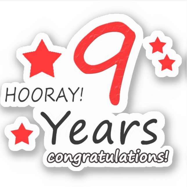 9th Wedding anniversary - 9 years Birthday Sticker (Front)
