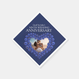 9th Wedding Anniversary heart photo Lapis Lazuli Napkin