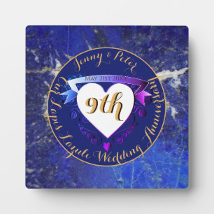 9th Wedding Anniversary Lapis Lazuli Colour Plaque