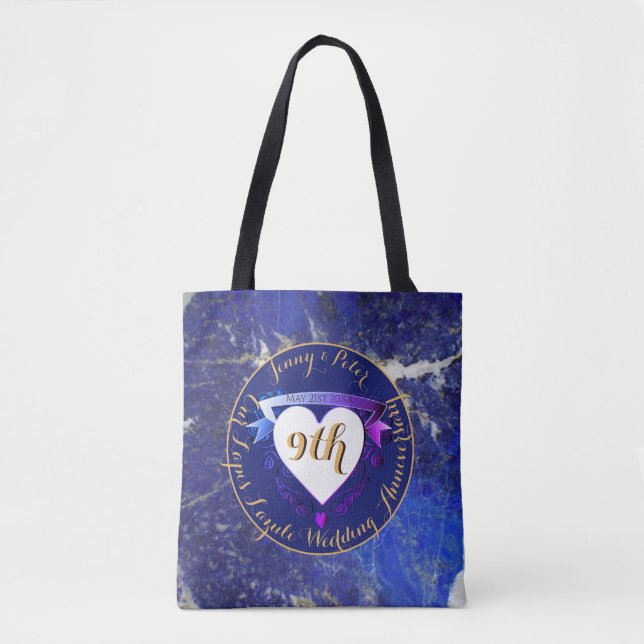 9th Wedding Anniversary Lapis Lazuli Colour  Tote Bag (Front)