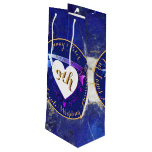 9th Wedding Anniversary Lapis Lazuli Colour Wine Gift Bag