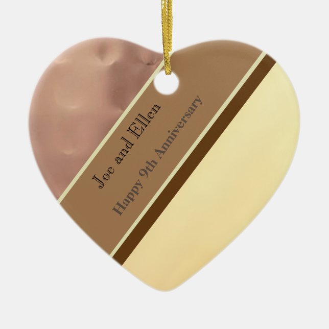 9th Wedding Anniversary, Willow and Copper Ceramic Ornament (Front)