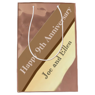 9th Wedding Anniversary, Willow and Copper Medium Gift Bag