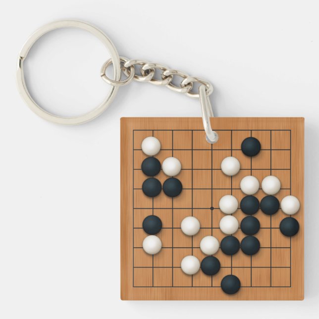 9x9 Go Board with Stones Custom Keychain (Front)