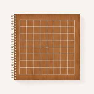 9x9 Goban with White Lines Customizable (brown) Notebook