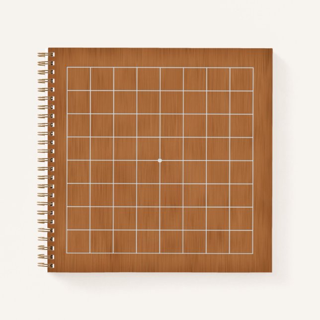 9x9 Goban with White Lines Customizable (brown) Notebook (Front)
