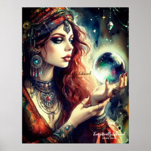 *~*   A100 Psychic Boho Gypsy 10 Crystal Ball Poster