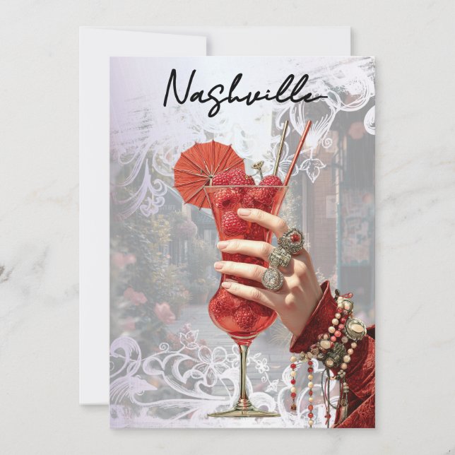 *~* A101 Cocktail PHOTO Nashville 16 BACHELORETTE Invitation (Front)