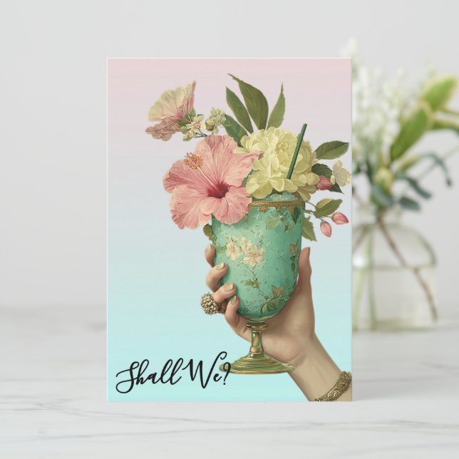 *~* A101 PHOTO OmbreCocktail 10 BACHELORETTE  Invitation (Standing Front)