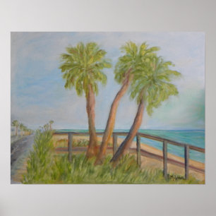 A1A EN PLAGE de FLAGLER, affiche de la FLORIDE
