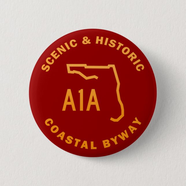 A1A Scenic and Historic Coastal Byway 2 Inch Round Button (Front)