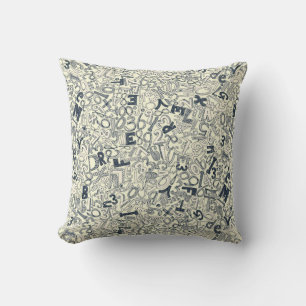 A1B2C3 indigo ivory Throw Pillow