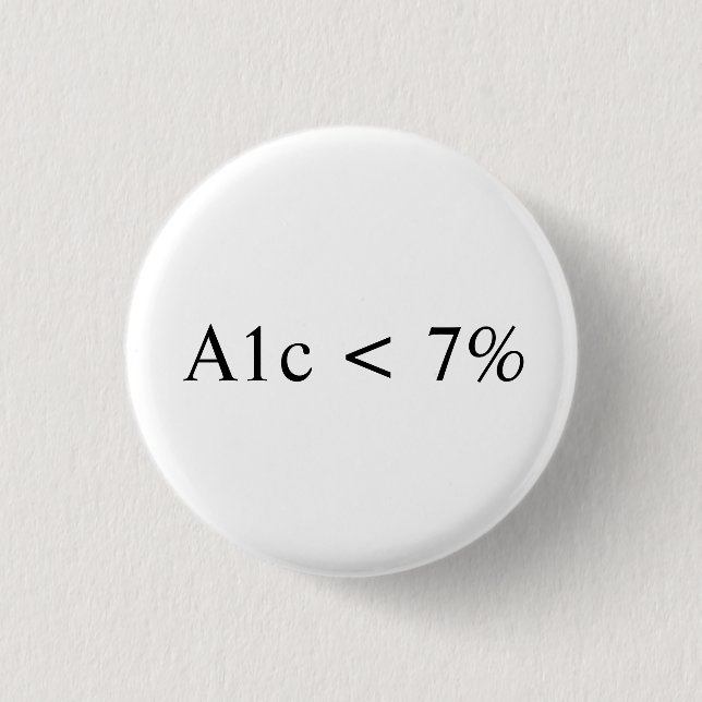 A1c < 7% 1 inch round button (Front)