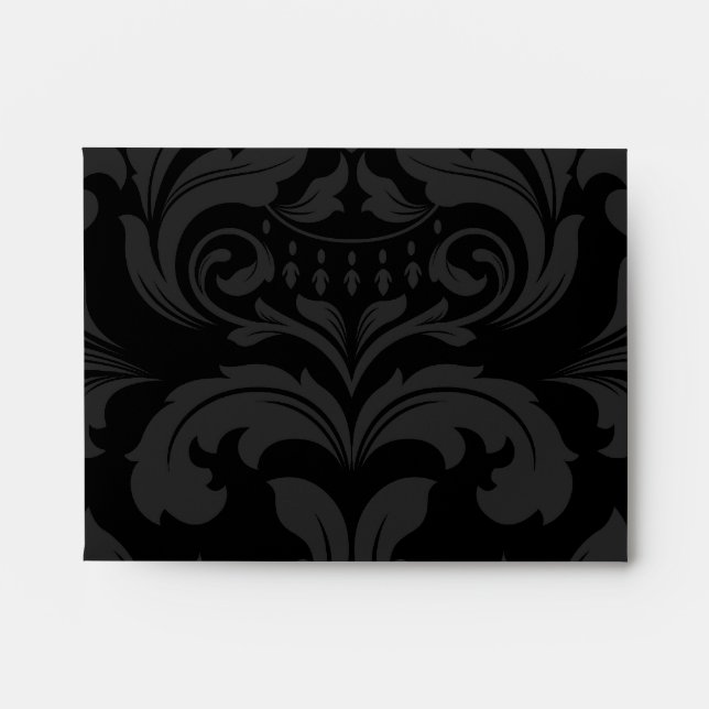 A2 Black and White Damask Flap Envelopes (Front)