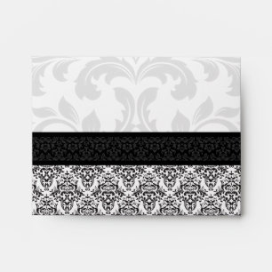 A2 Black and White Damask Lined Envelopes