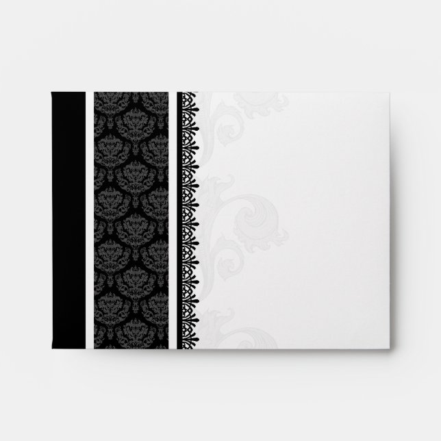 A2 Black and White One-Side Damask Envelopes (Front)