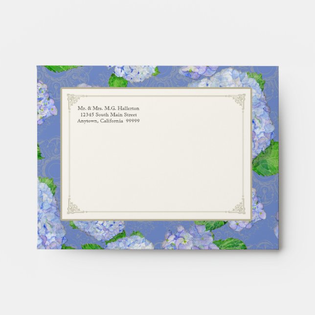 A2 Enveloppes assorties Blue Hydrangea Lace Floral (Devant)