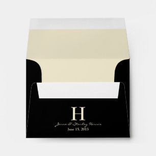 A2 Enveloppes de Mariage de monogramme noir et crè