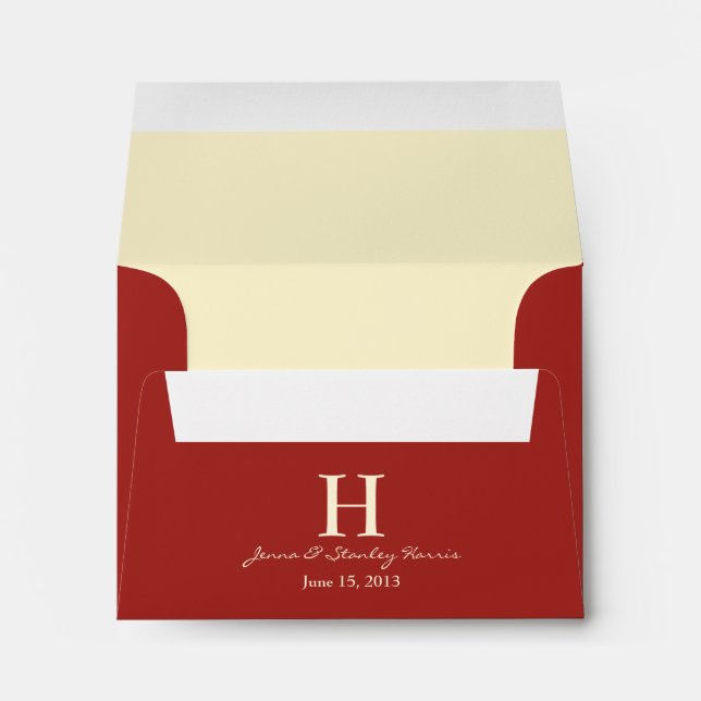 A2 Enveloppes de Mariage de monogramme rouge et cr (Dos (Bas))