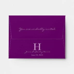 A2 Enveloppes de Mariage de monogramme violet et n