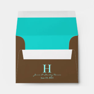 A2 Enveloppes de Mariage Monogramme Turquoise et B