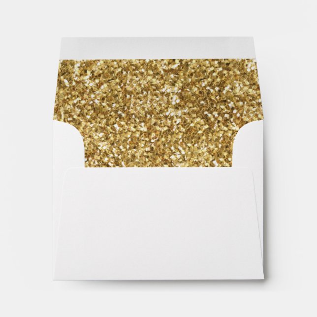 A2 Gold Glitter White Note Envelope 4.375 x 5.625 (Back (Bottom))