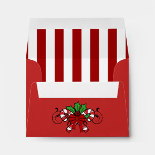 A2 Red Candy Cane Striped Christmas Envelopes