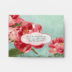 A2 RSVP Response Pretty Retro Flower Chintz Peony Envelopes