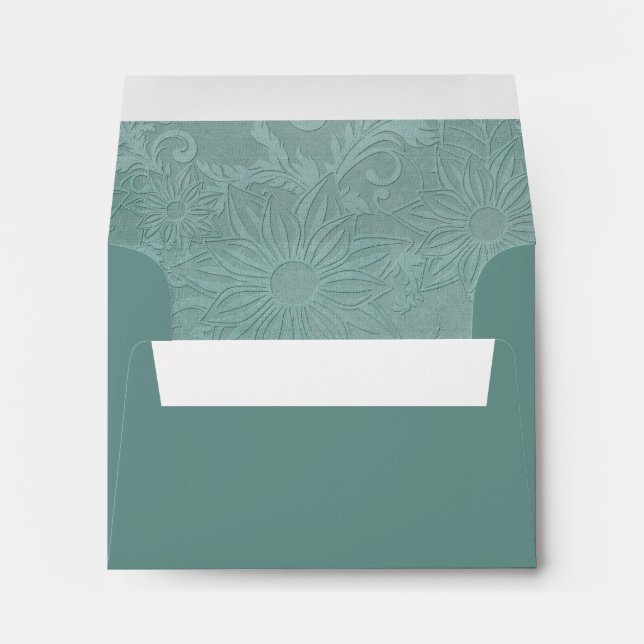 A2 Teal Envelopes with Teal Damask Design Inside (Back (Bottom))