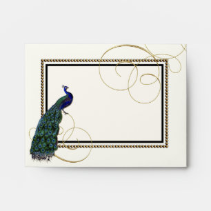 A2 Vintage Peacock Feather 7 Formal Elegant Chic Envelope