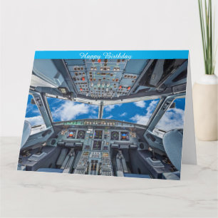 A320 Cockpit Birthday Card