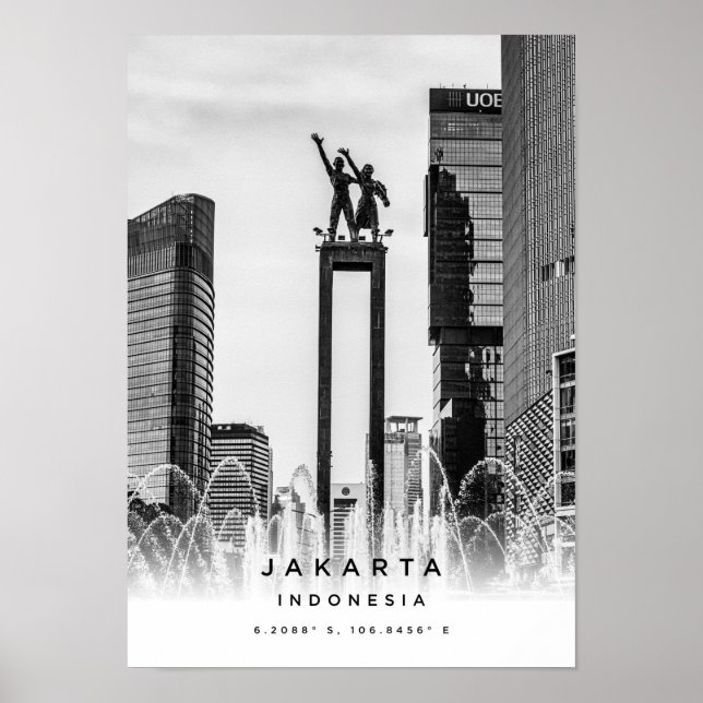 A3 Jakarta Indonesia Coordinates Poster (Front)