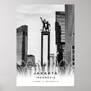 A3 Jakarta Indonésie Coordonnées Poster