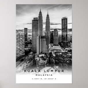 A3 Kuala Lumpur Malaysia Coordinates Poster