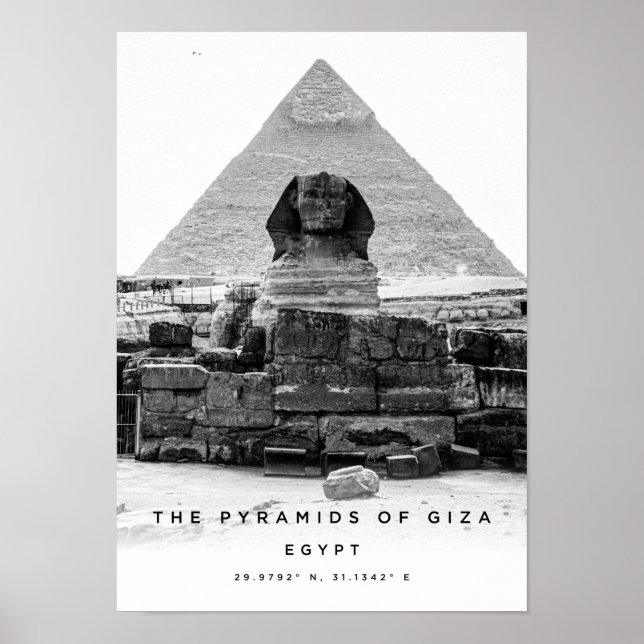 A3 Pyramids Of Giza Egypt Coordinates Poster (Front)