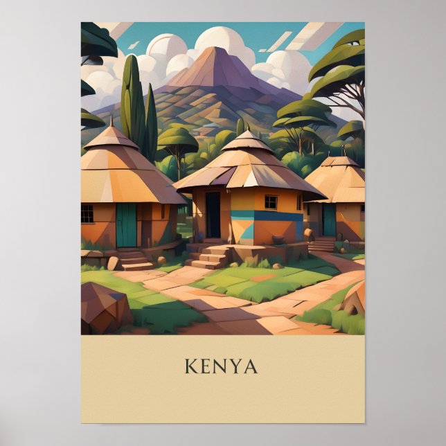 A3 sized poster of traditional Kenyan countryside  (Front)