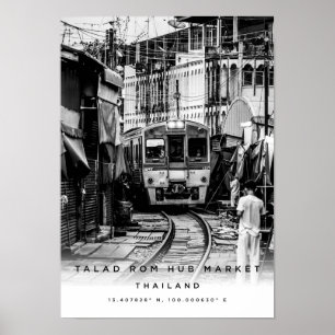A3 Talad Rom Hub Market Thaïlande Poster