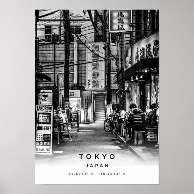 A3 Tokyo Japon Coordonnées Poster (Devant)