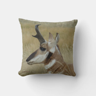 A4 Pronghorn Antelope Head Shot Profile Throw Pillow