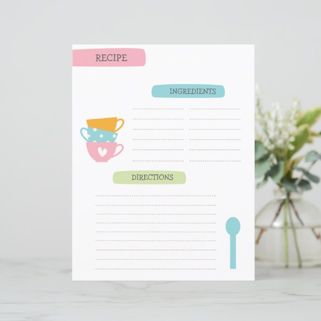 A4 Recipe Template (Standing Front)