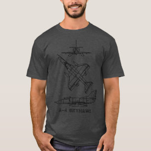 A4 Skyhawk American 1950s Jet Fighter Plane Bluepr T-Shirt