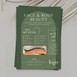 A5 Sage Green Bohemian Style Beauty Spa Salon Flyer