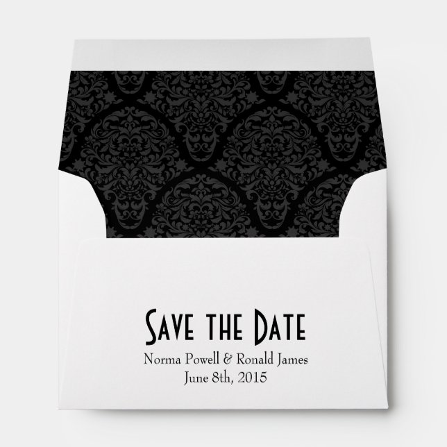 A6 4x6 Black White Save the Date Envelopes (Back (Bottom))