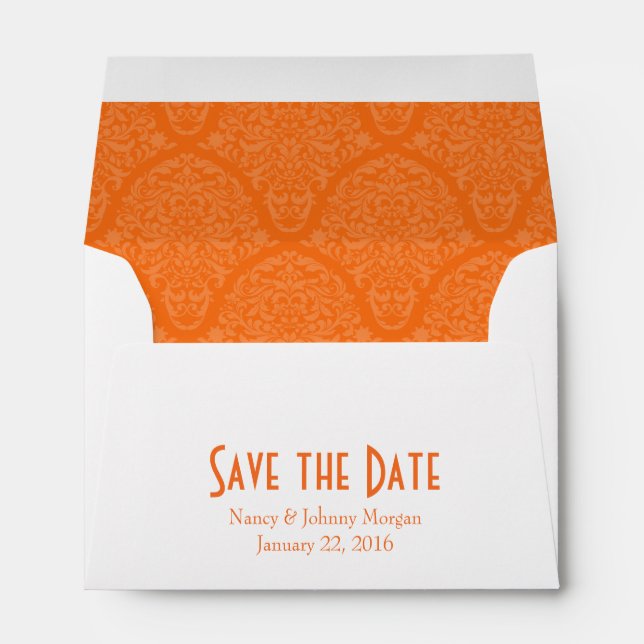 A6 4x6 Orange White Save the Date Envelopes (Back (Bottom))