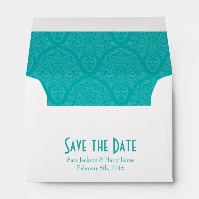 A6 4x6 Turquoise blanc Enregistrer les enveloppes  (Dos (Bas))