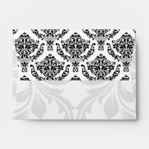 A6 Black and White Damask Flap Envelopes