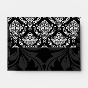 A6 Black and White Damask Flap Envelopes