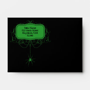 A6 Black & Green Spider Halloween Party Envelopes