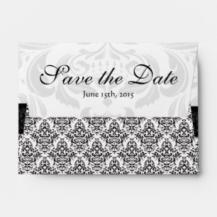 A6 Black White Damask Save the Date Envelope
